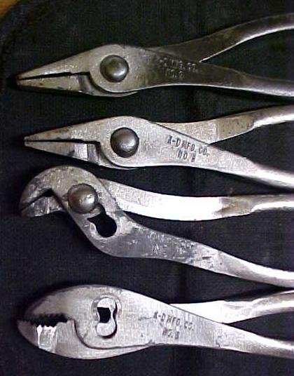 Antique K-D Mini Pliers Set & Pouch K-D No. 6, 7, 8, & 9
