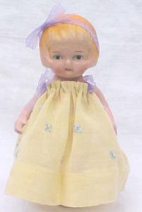 Miniature Bisque Doll Vintage Dress