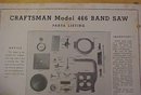 Craftsman Model 466 Band Saw Instructions Parts List