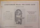 Craftsman Model 466 Band Saw Instructions Parts List