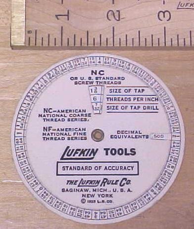 Lufkin Round Screw Thread Calculator 1935