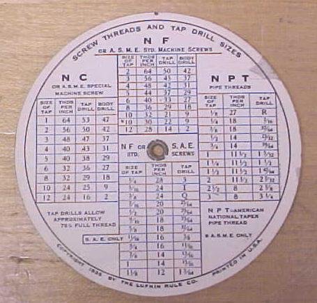 Lufkin Round Screw Thread Calculator 1935