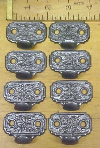 Antique Drawer Pulls Cast Iron Ornate Design Set of 8