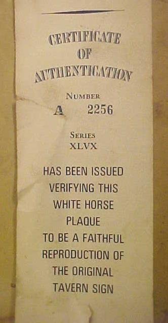 The White Horse Established 1742 Sign Signed