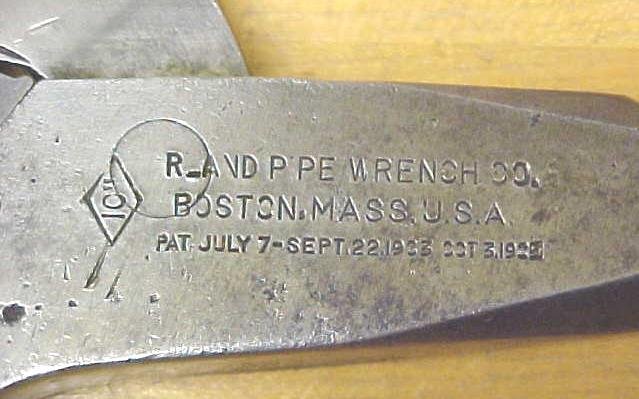 Irland Pipe Wrench Co. Lever Adjusting Pipe Wrench Antique