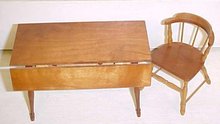 Doll House Wood Drop Leaf Table + Chair