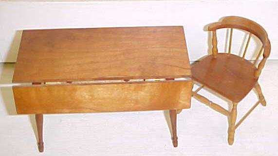 Doll House Wood Drop Leaf Table + Chair
