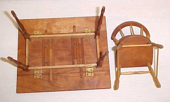 Doll House Wood Drop Leaf Table + Chair