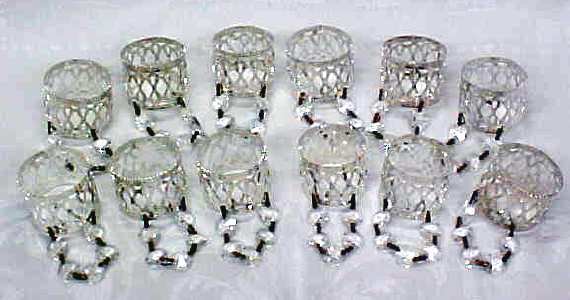 Silver Plated Napkin Rings Prisms 12 PC Vintage