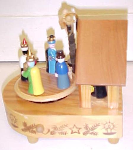 Music Box Wood Manger Christmas