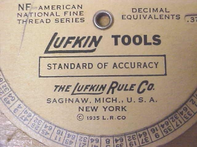 Lufkin Round Screw Thread Calculator 1935