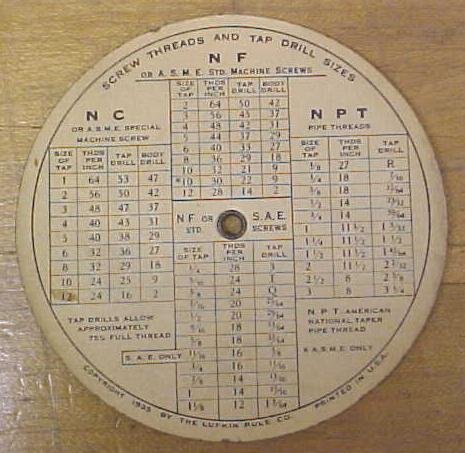 Lufkin Round Screw Thread Calculator 1935