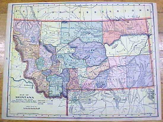 Antique Map Montana/Utah 1902 Crowell