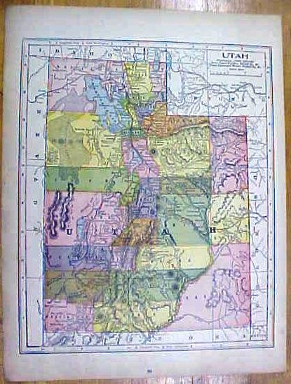 Antique Map Montana/Utah 1902 Crowell