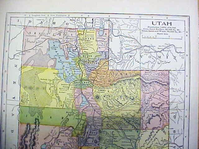 Antique Map Montana/Utah 1902 Crowell