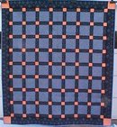 Throw Quilt 66 x 72 Black Salmon Blue Custom Quilted