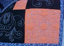 Throw Quilt 66 x 72 Black Salmon Blue Custom Quilted