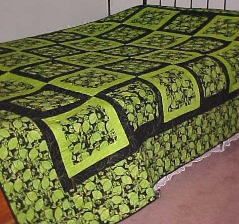 Quilt Batik King 102 x 102 Limes Blacks Modern