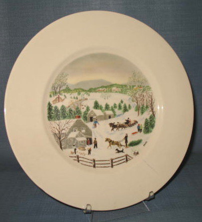 Atlas China Grandma Moses Out for the Christmas Tree dinner plate