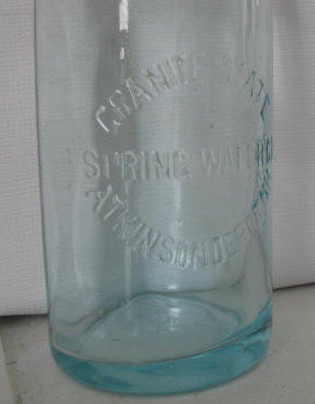Granite State Spring Water, Atkinson Depot, NH embossed bottle