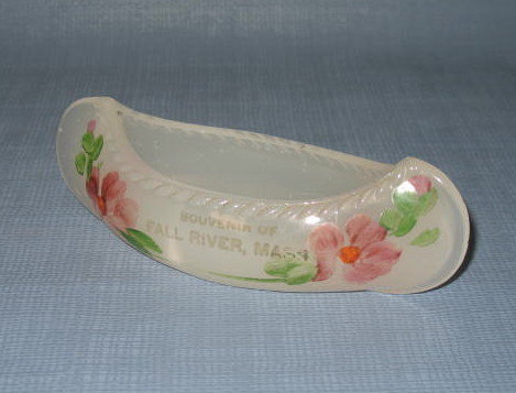 Souvenir of Fall River, Mass glass canoe