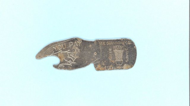 M. E. Cunningham Co., Pittsburgh, PA metal spinning bottle opener