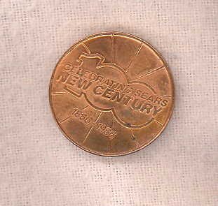 Celebrating Sears New Century 1886-1986 commerative coin