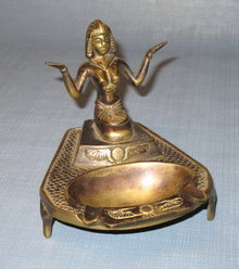 Egyptian goddess brass ashtray