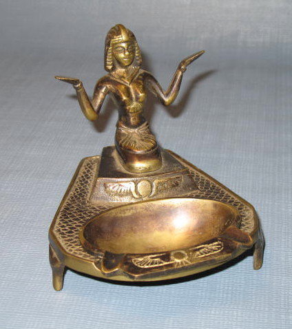 Egyptian goddess brass ashtray