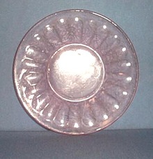 Jeannette Glass Floral Poinsettia Depression glass pink saucer
