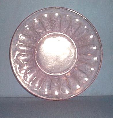 Jeannette Glass Floral Poinsettia Depression glass pink saucer