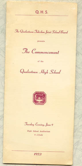 1953 Quakertown High School, Quakertown, PA commencement program