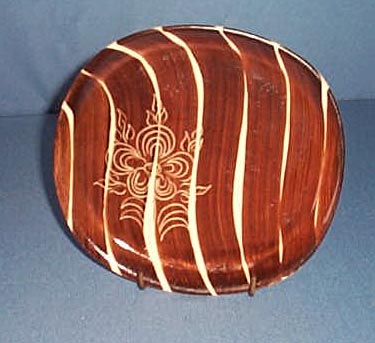Purinton Brown Intaglio salad plate