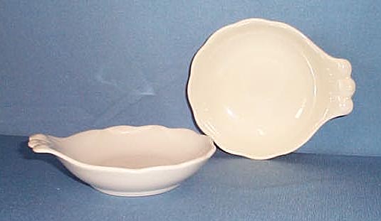 2 Shenango China white handled berry bowls