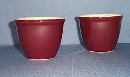 2 Shenango China New Castle burgundy custard cups