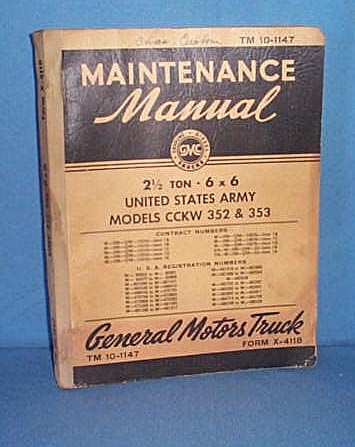 1941 General Motors Truck Maintenance Manual for 2 1/2 Ton 6 X 6