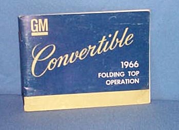 1966 GM Convertible Folding Top Operation manual