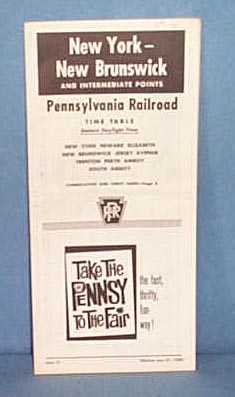 Pennsylvania Railroad New York- New Brunswick and Intermediate Points June 27, 1965 timetable