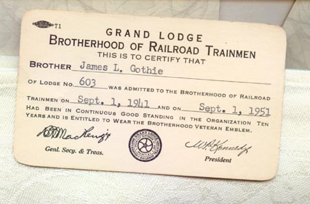 1941Brotherhood of Railroad Trainmen card