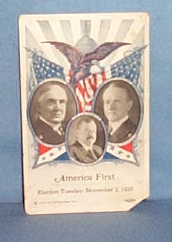 1920 Harding and Coolidge campaign card