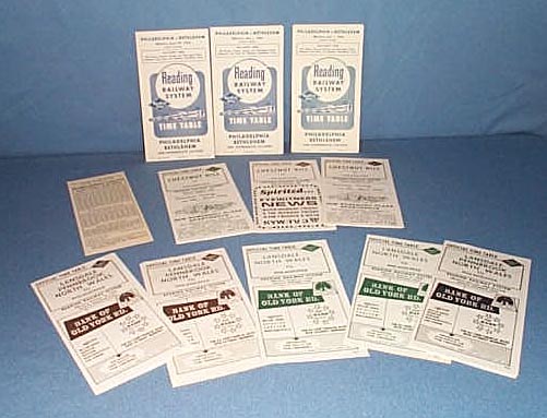Assorted Reading Railroad schedules 1962-1965