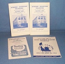 1965 Assorted Reading Railroad schedules