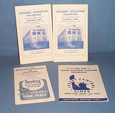 1965 Assorted Reading Railroad schedules