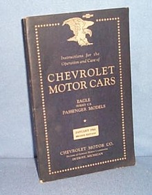 Instructions: Chevrolet Motor Cars Eagle Series CA, Passenger Models, January 1933 edition