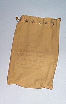 Quakertown National Bank green bank bag, Quakertown PA