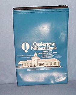Quakertown National Bank blue bank bag, Quakertown PA