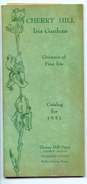Cherry Hill Iris Gardens Catalog for 1951, Pleasant Valley, Bucks County PA