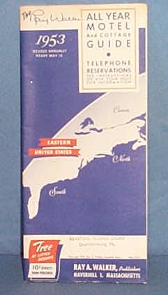 1953 Ray Walker All Year Motel and Cottage Guide, Eastern United States