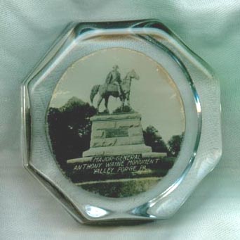 Major General Anthony Wayne Monument Valley Forge PA heavy glass paperweight