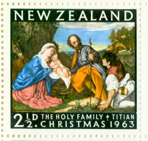 Sheet of New Zealand Chrsitmas 1963 stamps